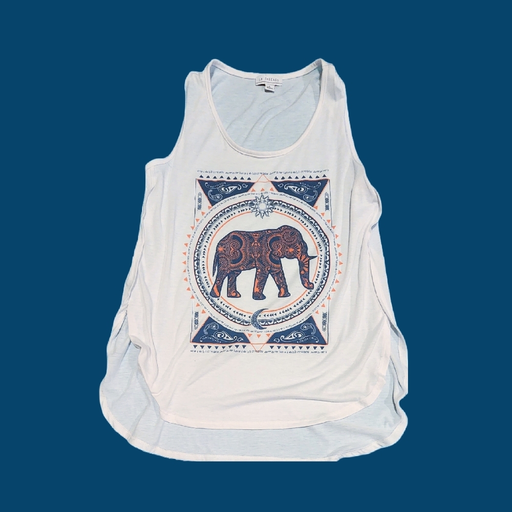LA Threads Relaxed Fit Tank Top Gym Yoga Running Athletic Sports Elephant Large